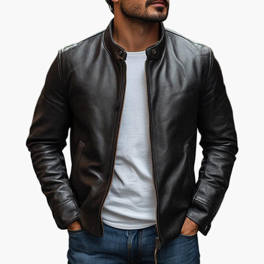 Men's Classic Slim Fit Stand Collar Jacket - Sophisticated Everyday Style