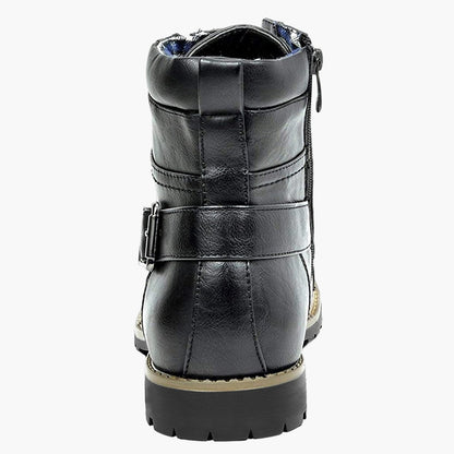 Men's Motorcycle Riding Boots – Classic Leather Style with Buckle and Lace-Up Design