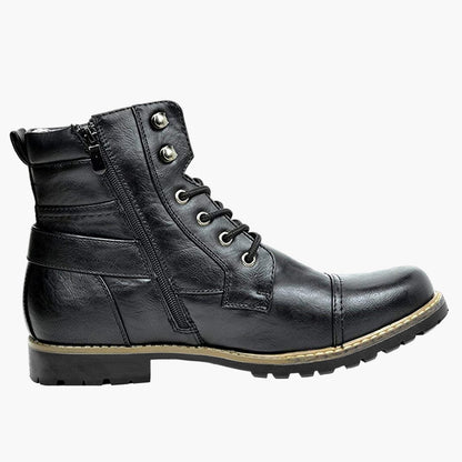 Men's Motorcycle Riding Boots – Classic Leather Style with Buckle and Lace-Up Design