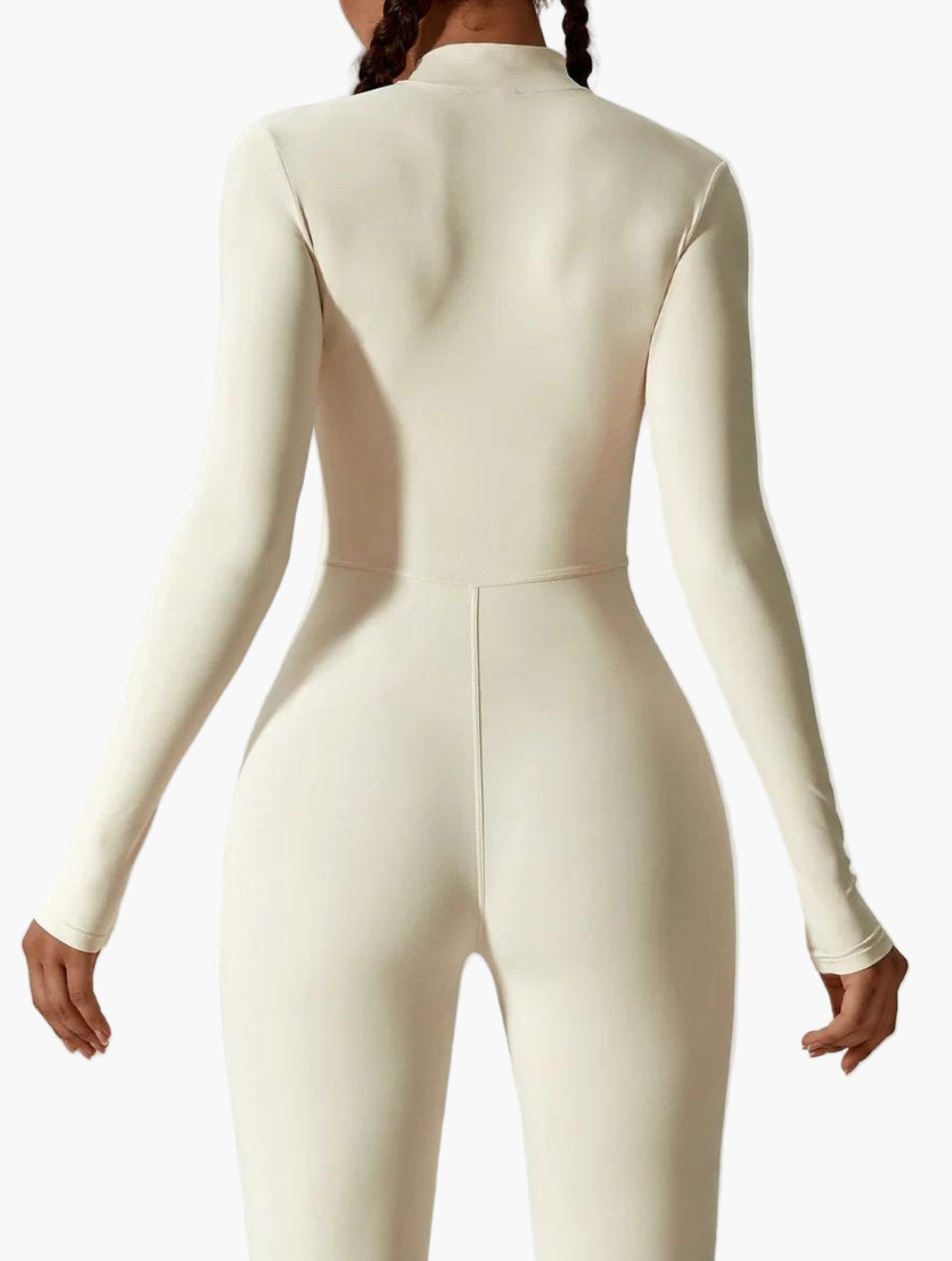 Women's Long Sleeve Athletic Zipper Jumpsuit - Fitted Sportswear Bodysuit