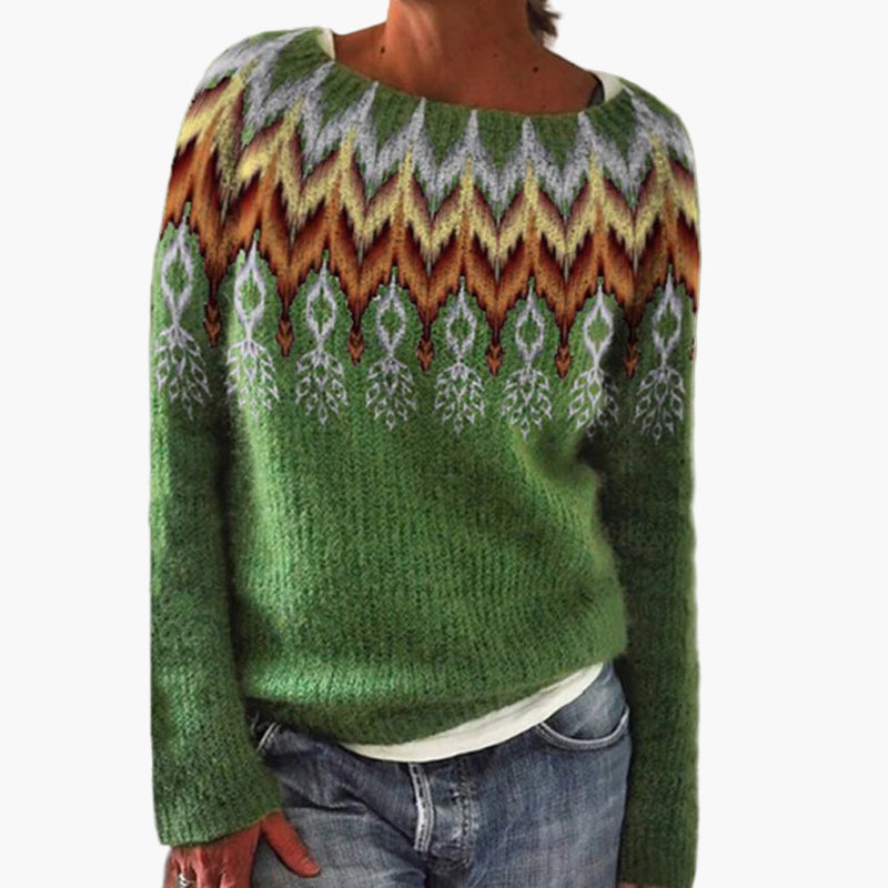 Women's Vintage Cashmere Sweater – Boho Knit Pullover for Stylish Comfort