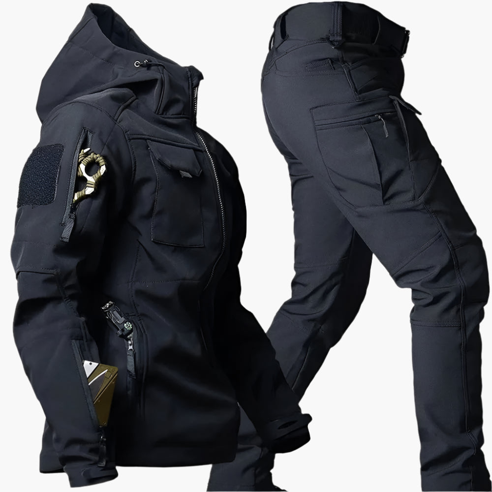 Men's Outdoor Tactical Softshell Jacket and Pants Set for Hiking and Adventure