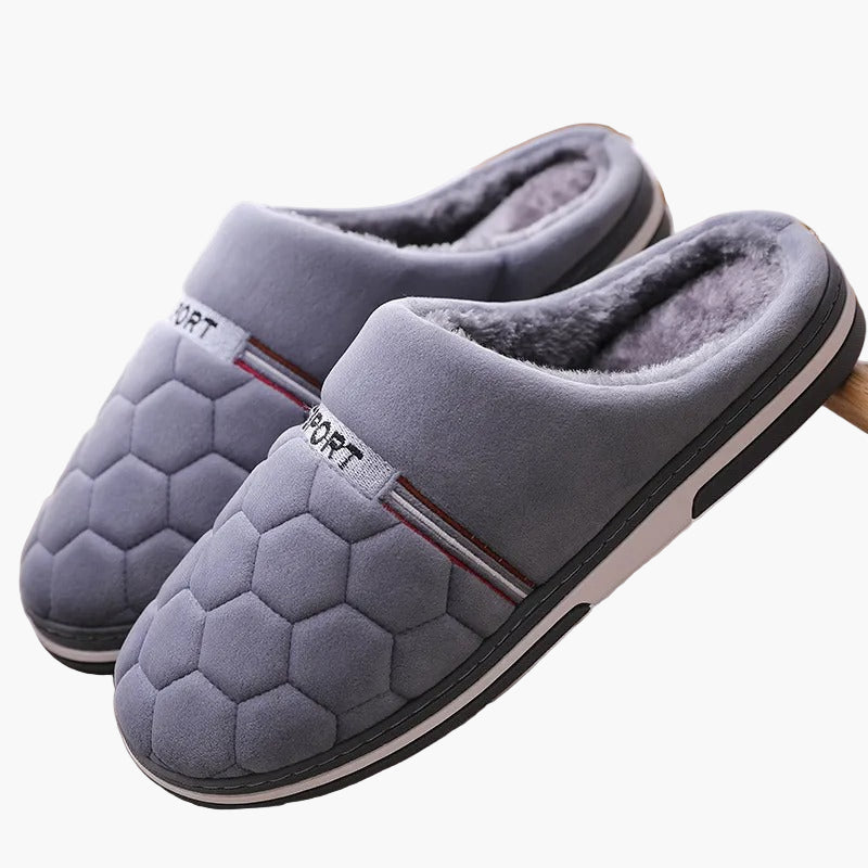 Men's Quilted Slip-On House Slippers with Thick Sole for Comfort and Warmth