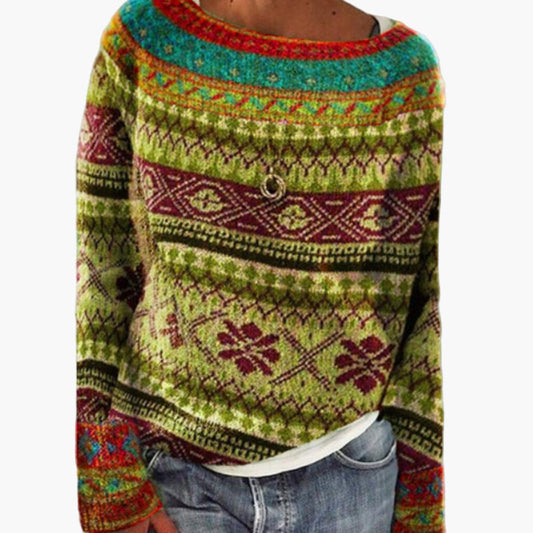 Women's Vintage Cashmere Sweater – Boho Knit Pullover for Stylish Comfort