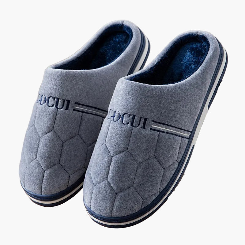 Men's Quilted Slip-On House Slippers with Thick Sole for Comfort and Warmth