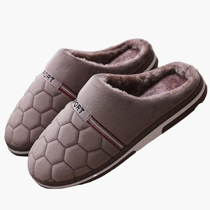 Men's Quilted Slip-On House Slippers with Thick Sole for Comfort and Warmth