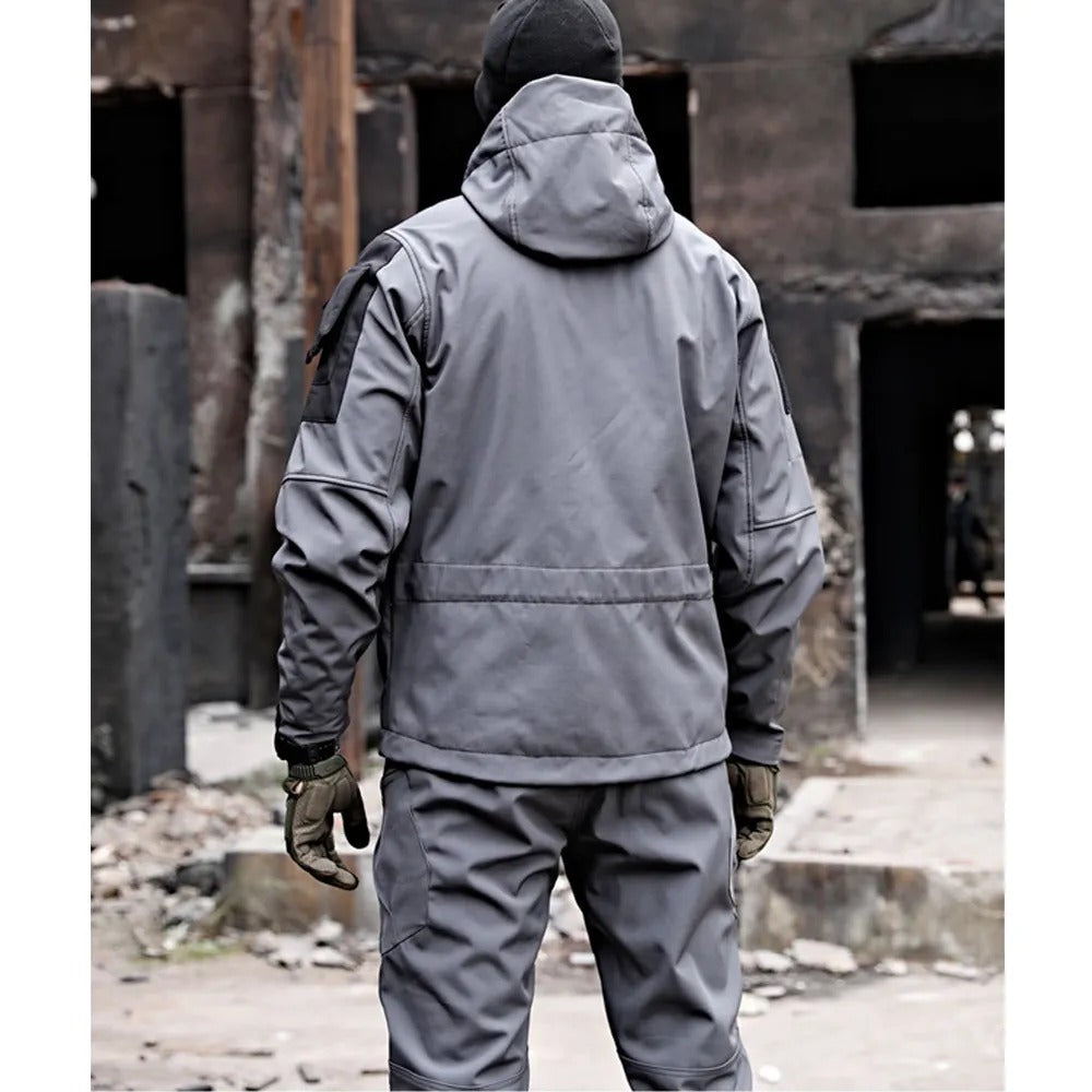 Men's Outdoor Tactical Softshell Jacket and Pants Set for Hiking and Adventure