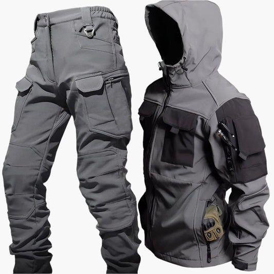 Men's Outdoor Tactical Softshell Jacket and Pants Set for Hiking and Adventure