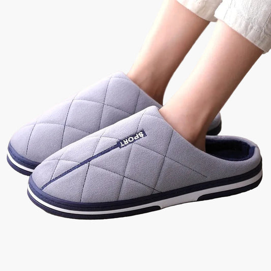 Men's Quilted Slip-On House Slippers with Thick Sole for Comfort and Warmth
