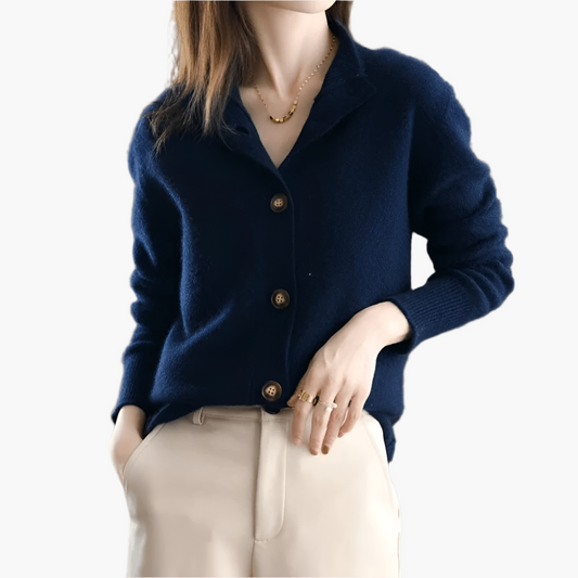Women's Classic Button-Up Cardigan Sweater – Elegant Everyday Layering Knitwear