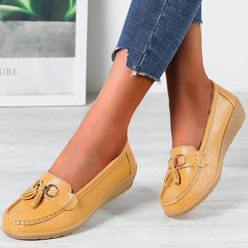 Women's Comfort Slip-On Loafers with Tassel Detail – Casual Orthopedic Walking Shoes