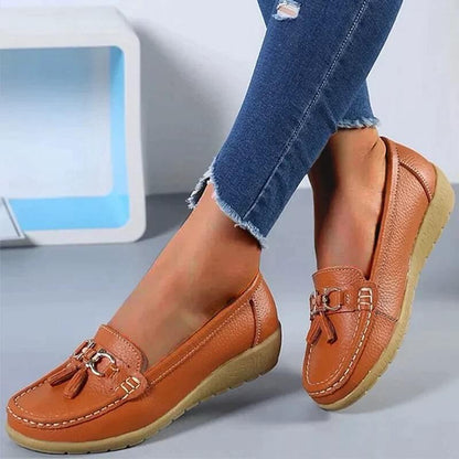 Women's Comfort Slip-On Loafers with Tassel Detail – Casual Orthopedic Walking Shoes