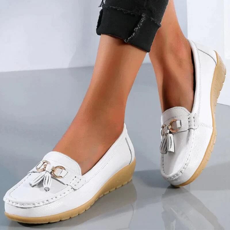Women's Comfort Slip-On Loafers with Tassel Detail – Casual Orthopedic Walking Shoes