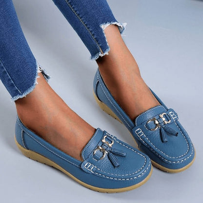 Women's Comfort Slip-On Loafers with Tassel Detail – Casual Orthopedic Walking Shoes