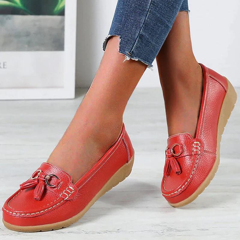Women's Comfort Slip-On Loafers with Tassel Detail – Casual Orthopedic Walking Shoes