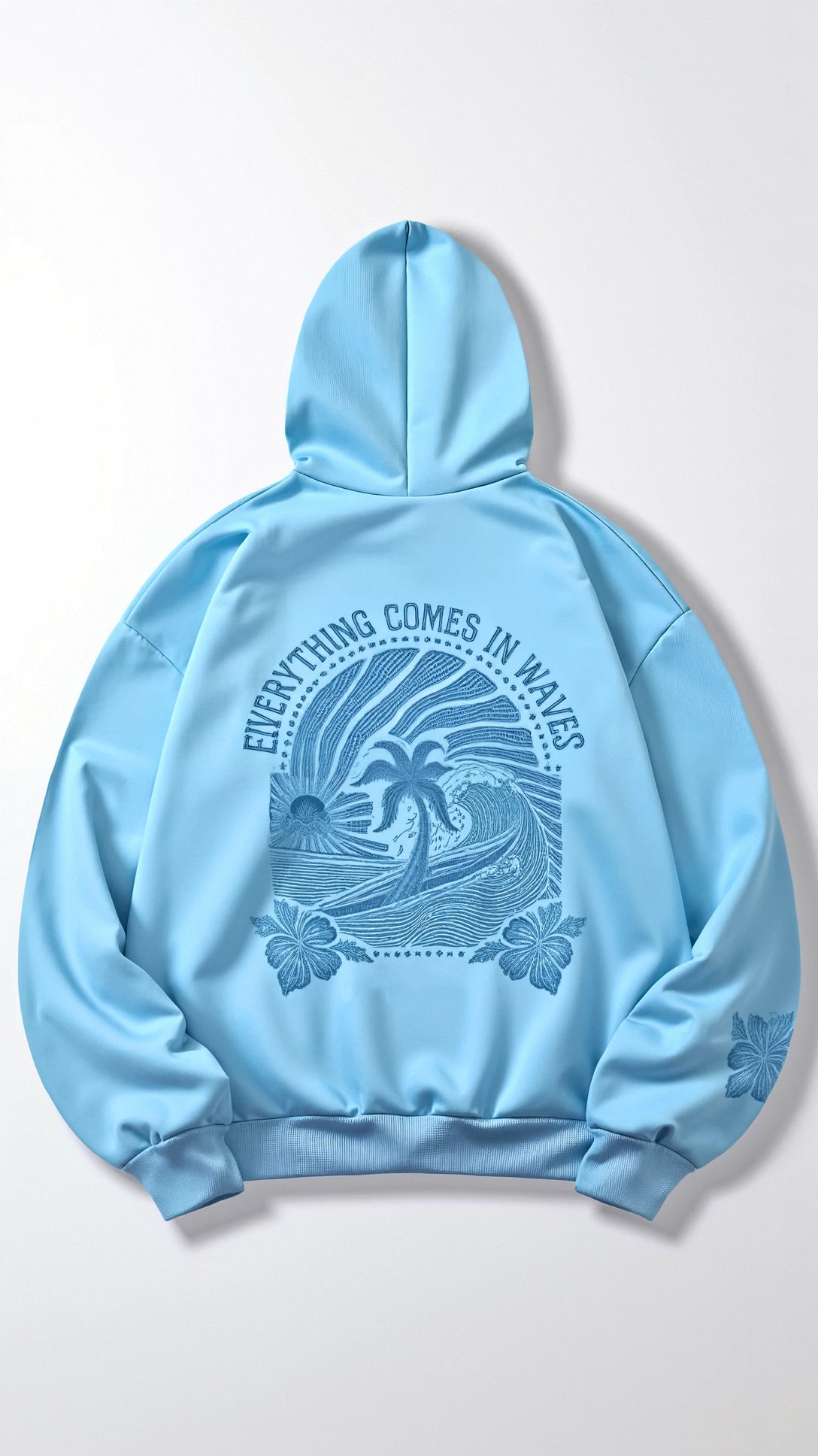 Women's Tropical Embroidered Oversized Hoodie – Casual Relaxed Fit Pullover