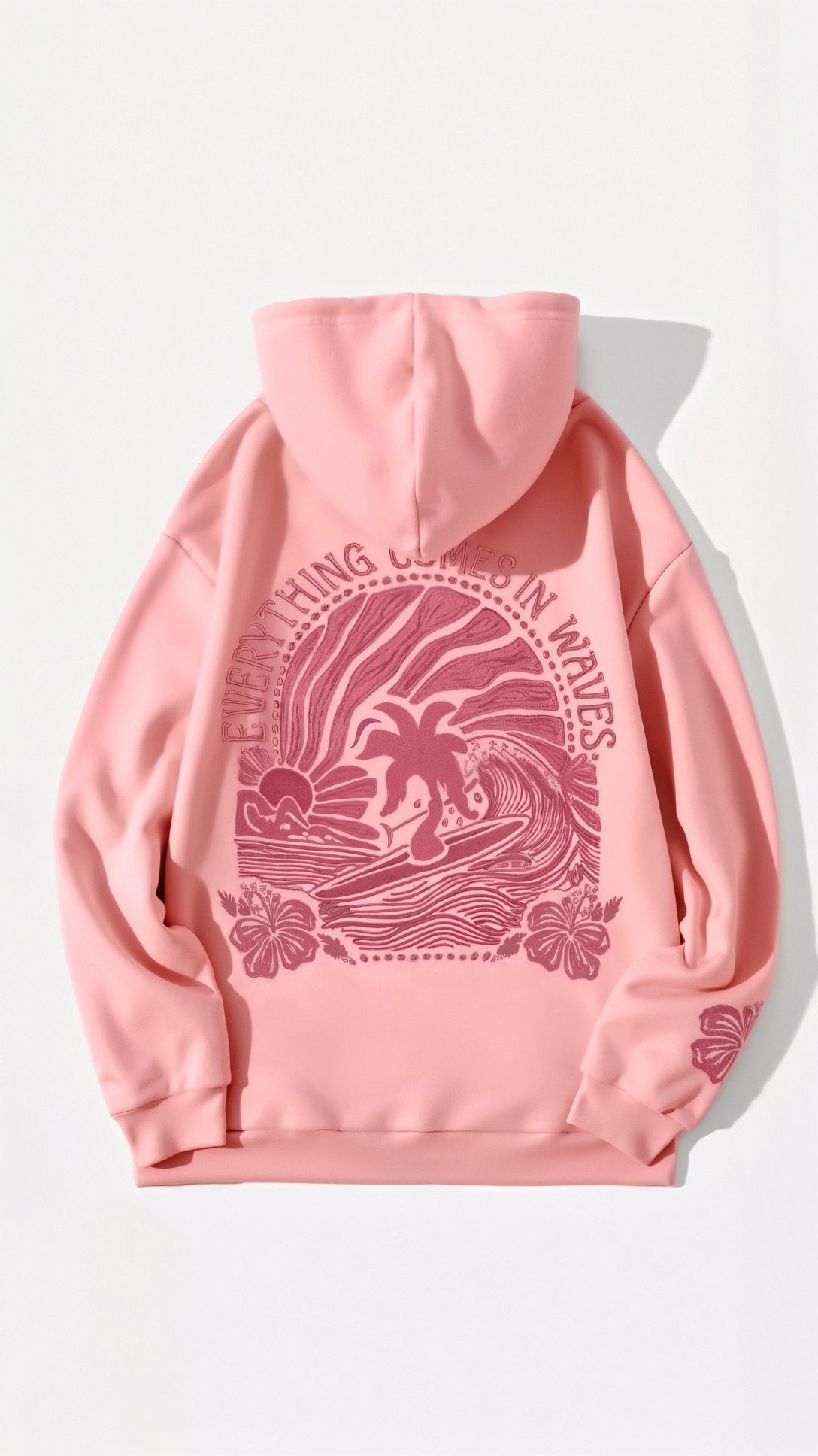 Women's Tropical Embroidered Oversized Hoodie – Casual Relaxed Fit Pullover