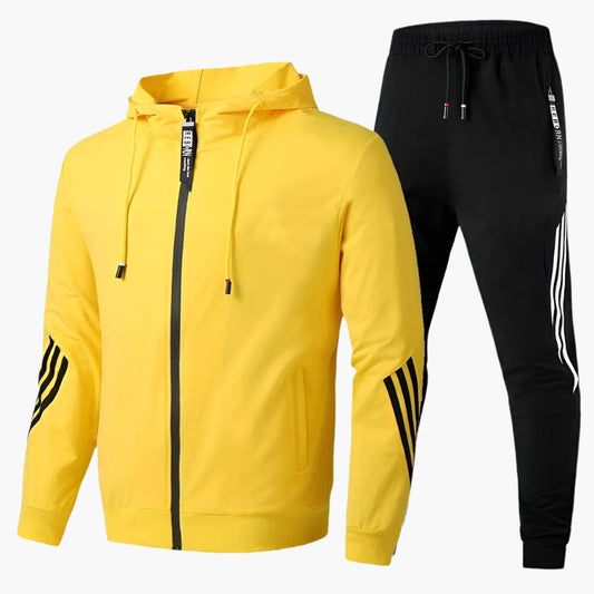 Men's Athletic Tracksuit Set – Sporty Hooded Jacket and Jogger Pants for Training and Leisure