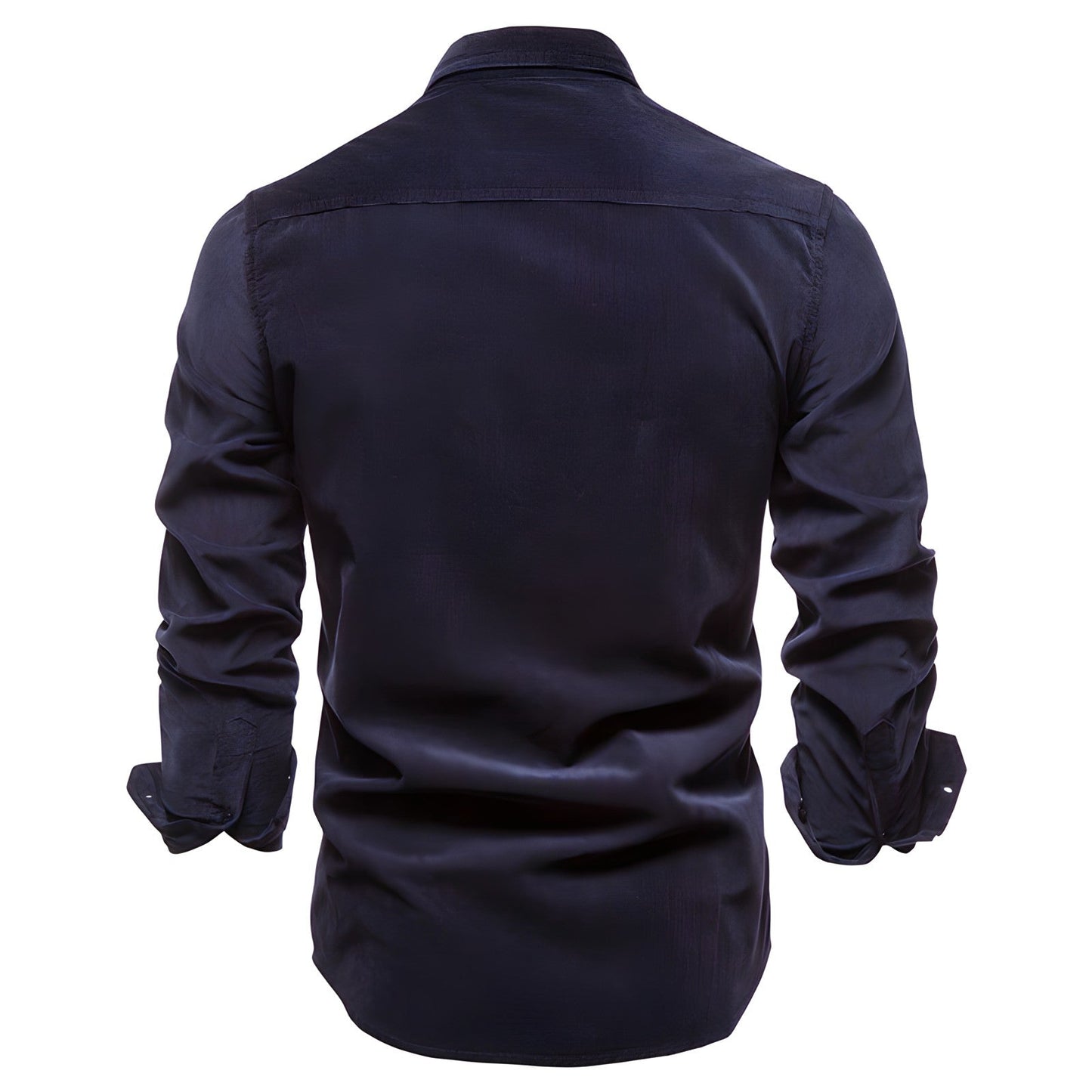 Men's Casual Button-Up Long Sleeve Shirt with Chest Pockets - Modern Versatile Style