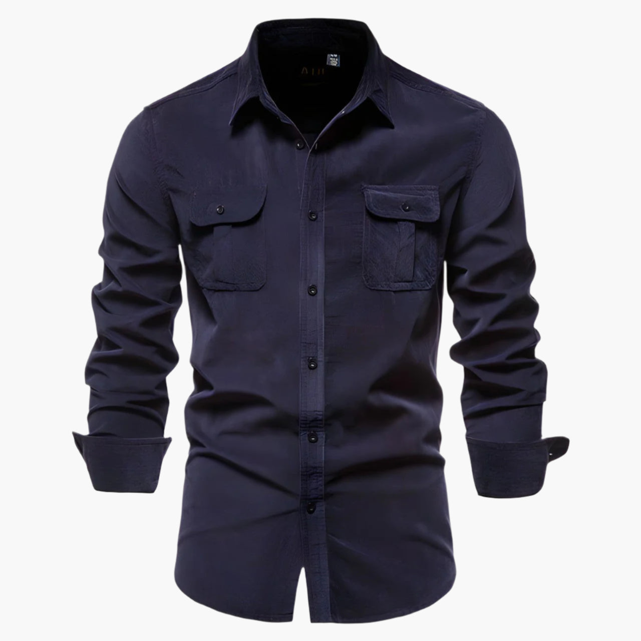 Men's Casual Button-Up Long Sleeve Shirt with Chest Pockets - Modern Versatile Style