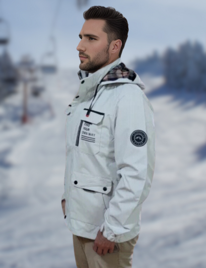 Men's Winter Outdoor Parka Jacket – Waterproof, Detachable Hood, Functional Pockets, Stylish Cold Weather Wear