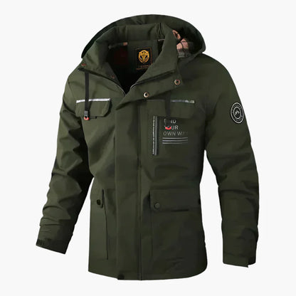 Men's Winter Outdoor Parka Jacket – Waterproof, Detachable Hood, Functional Pockets, Stylish Cold Weather Wear