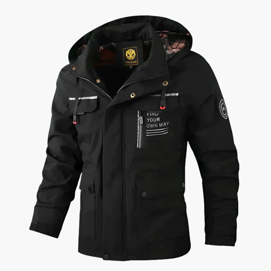 Men's Winter Outdoor Parka Jacket – Waterproof, Detachable Hood, Functional Pockets, Stylish Cold Weather Wear