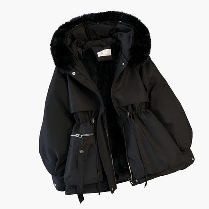 Women's Elegant Winter Parka Coat with Fleece Lining and Hood