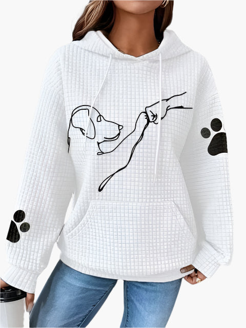 Women's Dog Lover Graphic Hoodie – Cozy Waffle Knit Pullover for Pet Enthusiasts