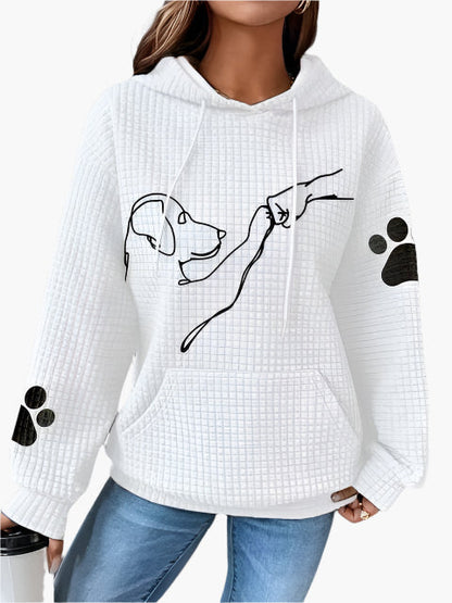 Women's Dog Lover Graphic Hoodie – Cozy Waffle Knit Pullover for Pet Enthusiasts