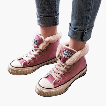 Women's Winter High Top Sneakers with Faux Fur Lining for Comfort and Warmth