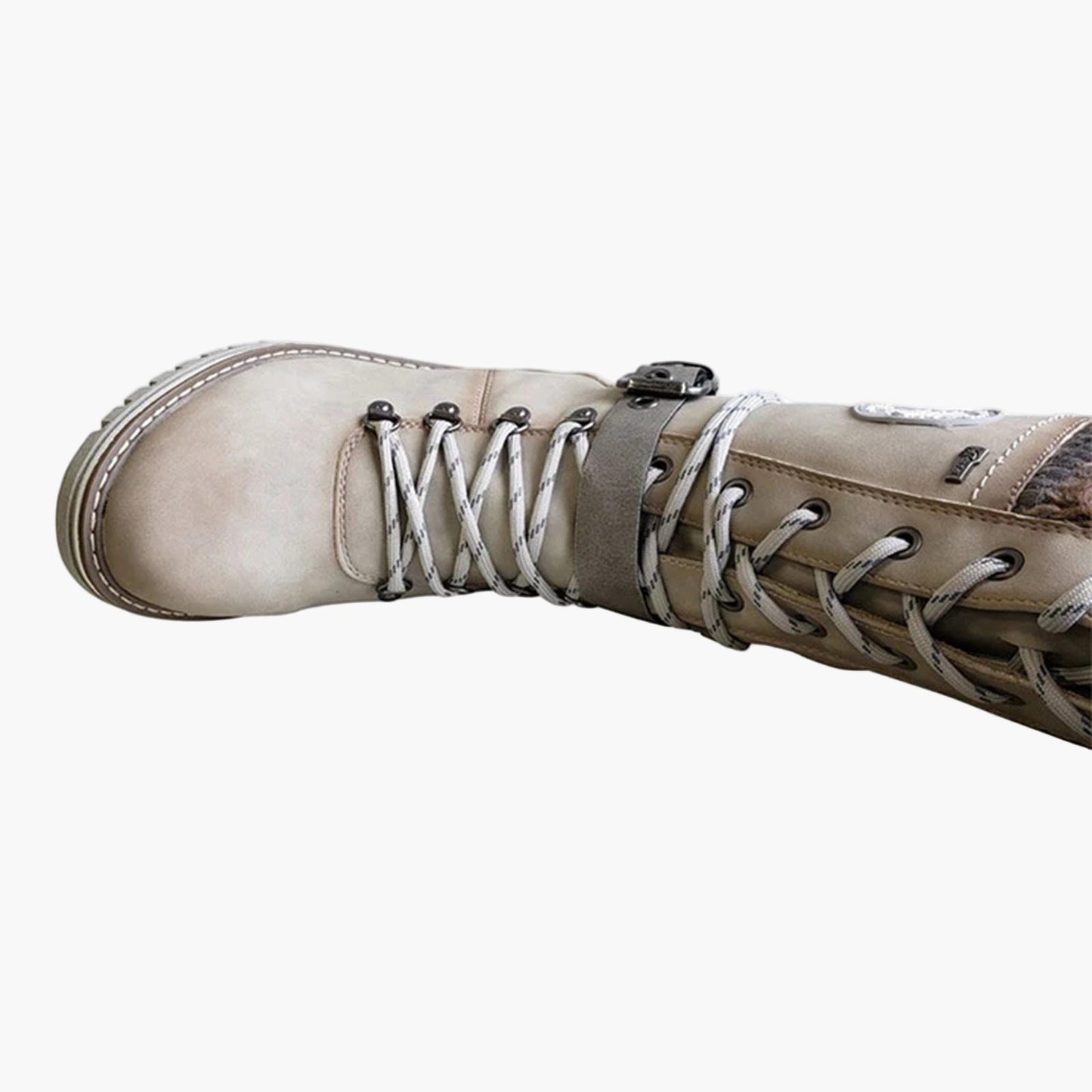 Women's Mid-Calf Knitted Casual Boots with Buckle - Stylish Outdoor Comfort Footwear