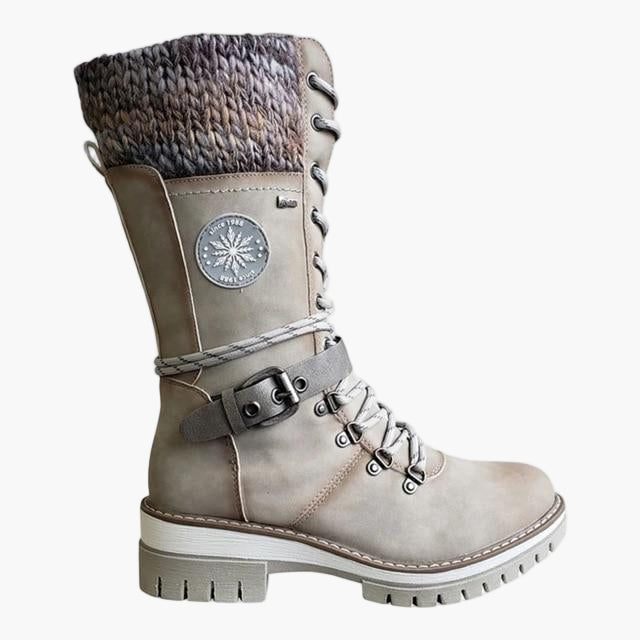 Women's Mid-Calf Knitted Casual Boots with Buckle - Stylish Outdoor Comfort Footwear