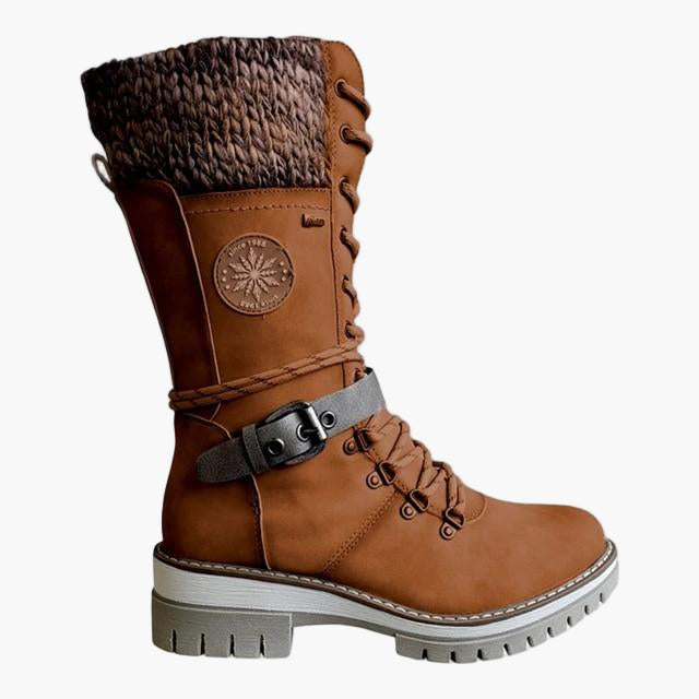 Women's Mid-Calf Knitted Casual Boots with Buckle - Stylish Outdoor Comfort Footwear