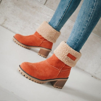 Women's Cozy Foldable Suede Winter Ankle Boots – Stylish All-Season Comfort