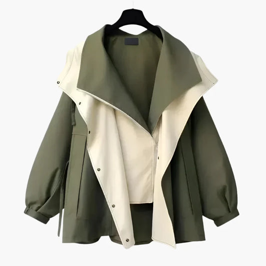 Women's Oversized Windbreaker Jacket Casual Layered Style