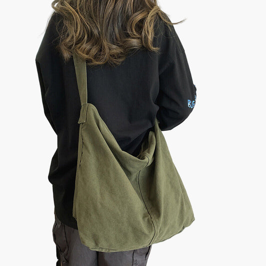 Women's Oversized Canvas Everyday Shoulder Bag – Casual Tote for Work, School & Outings
