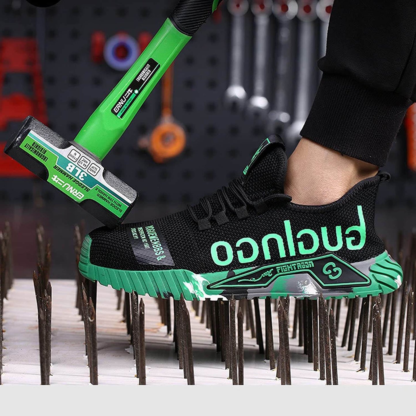 Men's Safety Work Sneakers – Lightweight Anti-Smash Steel Toe & Slip-Resistant Construction Shoes