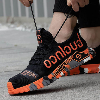 Men's Safety Work Sneakers – Lightweight Anti-Smash Steel Toe & Slip-Resistant Construction Shoes