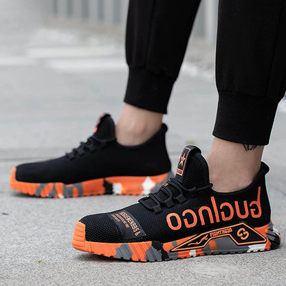 Men's Safety Work Sneakers – Lightweight Anti-Smash Steel Toe & Slip-Resistant Construction Shoes