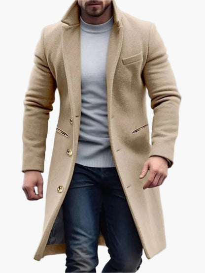 Men's Classic Long Overcoat for Winter – Elegant Formal Outerwear