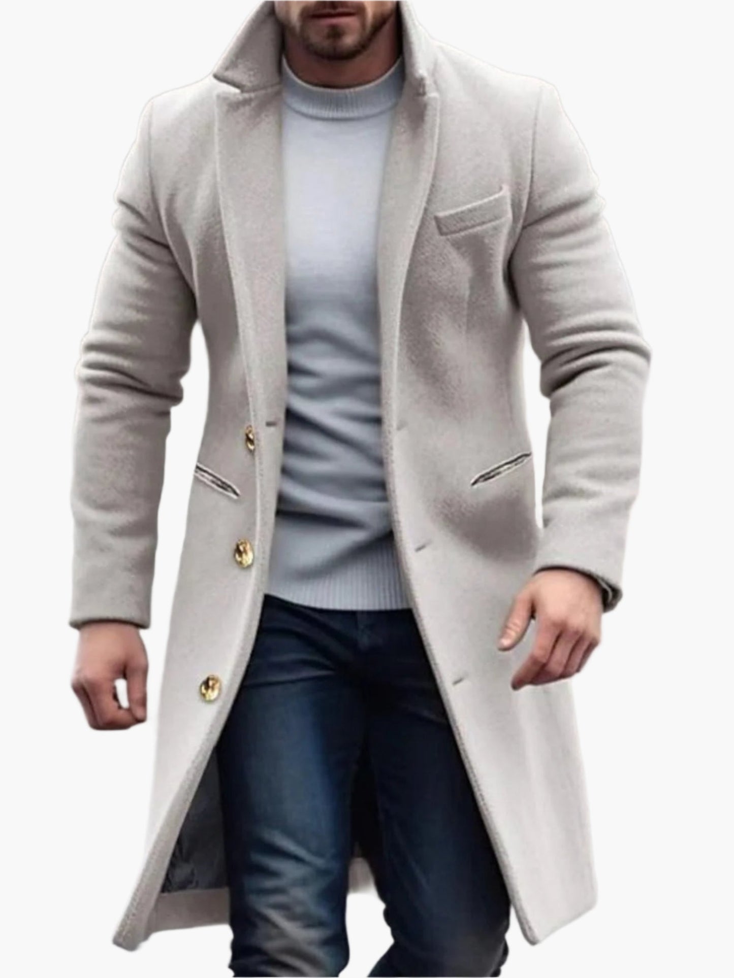 Men's Classic Long Overcoat for Winter – Elegant Formal Outerwear