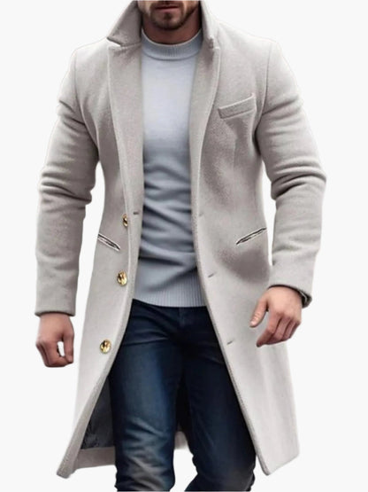 Men's Classic Long Overcoat for Winter – Elegant Formal Outerwear