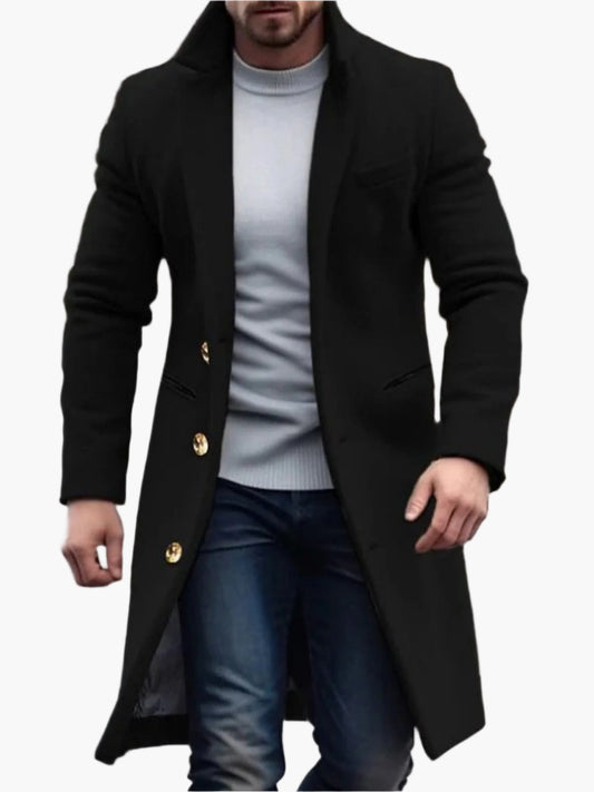 Men's Classic Long Overcoat for Winter – Elegant Formal Outerwear