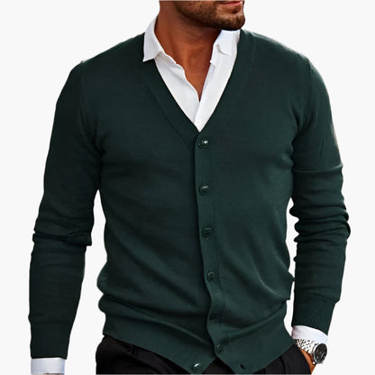 Men's Elegant V-Neck Button Cardigan – Classic Fit for Business and Casual Wear