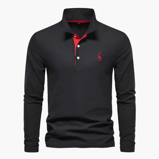 Men's Classic Long Sleeve Polo Shirt with Embroidered Detail – Versatile Smart Casual Top