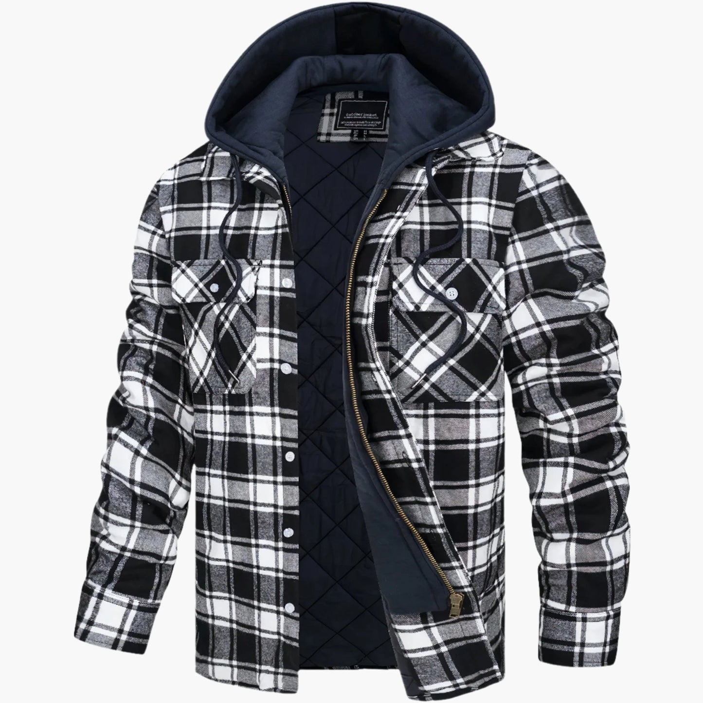 Men's Hooded Plaid Winter Shirt Jacket – Trendy Urban Flannel Coat for Fall and Winter
