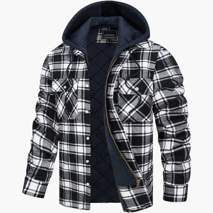 Men's Hooded Plaid Winter Shirt Jacket – Trendy Urban Flannel Coat for Fall and Winter