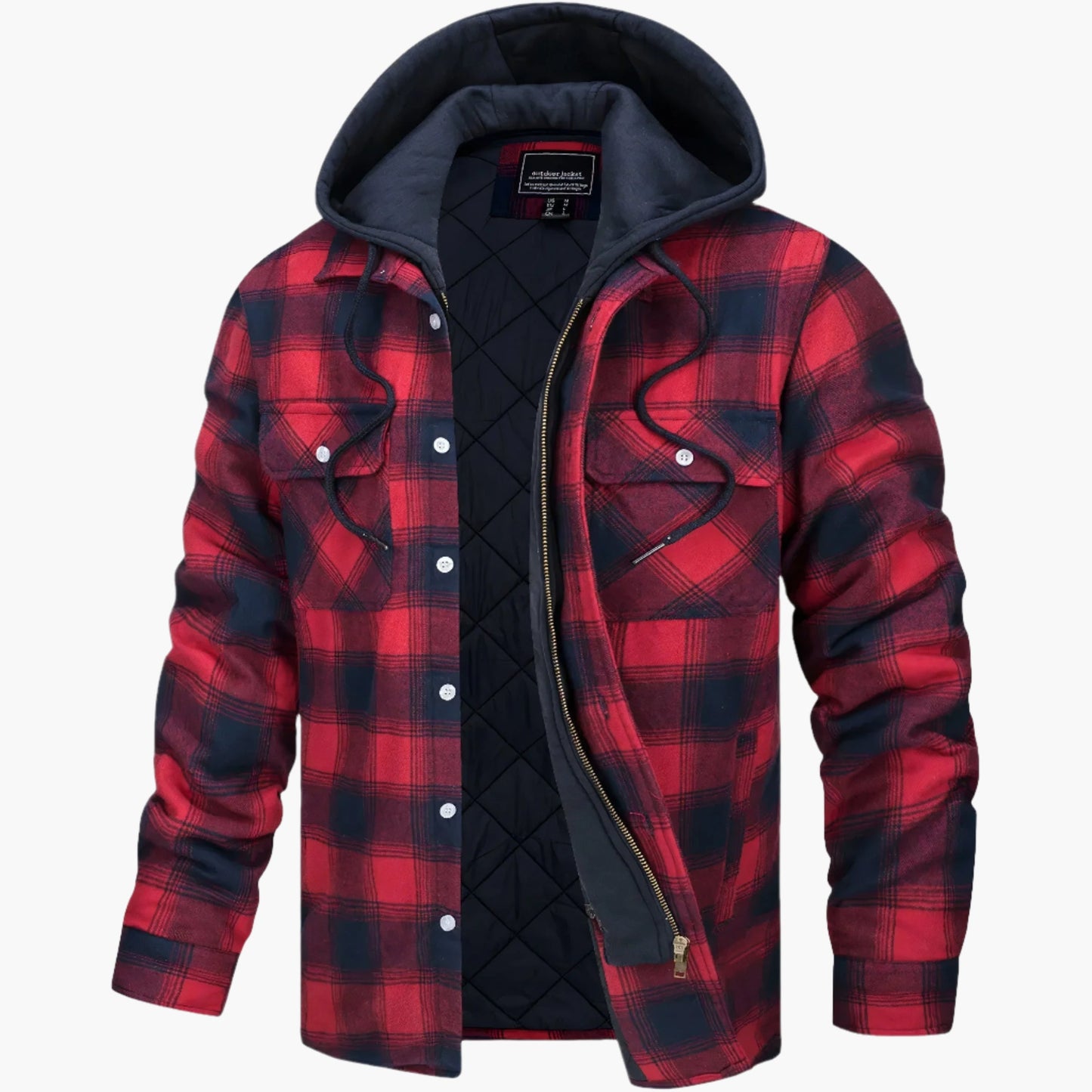 Men's Hooded Plaid Winter Shirt Jacket – Trendy Urban Flannel Coat for Fall and Winter