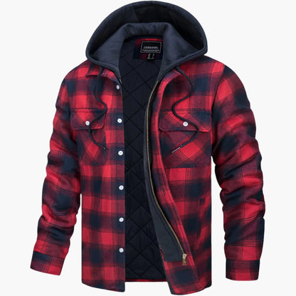 Men's Hooded Plaid Winter Shirt Jacket – Trendy Urban Flannel Coat for Fall and Winter